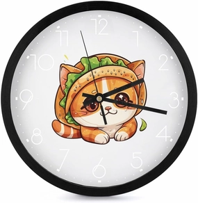 Backwards Is Cat Wall Clock 10 Inch Silent Non-ticking Battery Operated Decorative Clock for Kitchen Bedroom
