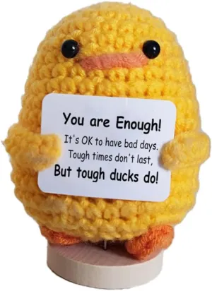 Ballazio Positive Cute Duck Crochet Doll for Emotional Support,Motivational décor for Office Desk,Inspirational Gifts for Teenage,Women,Birthday Present with Cheer and Encouragement (Tough Days)
