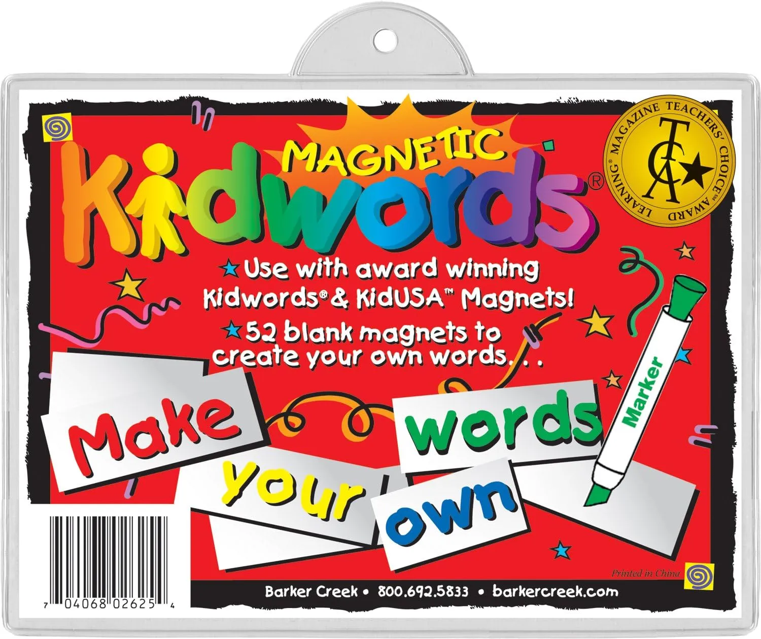 Barker Creek Learning Magnets, Make Your Own Words, for Children, Includes Key for Color-Coding, 52 Magnets (2625)