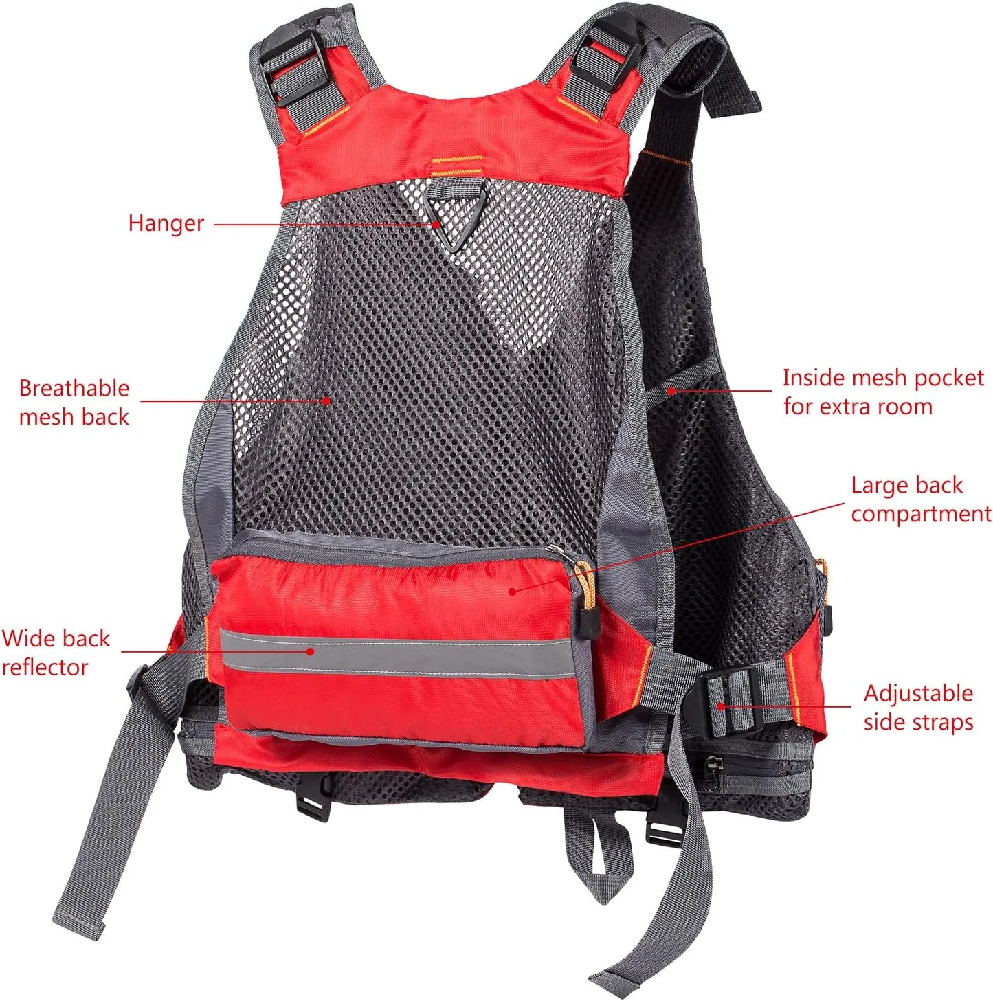 BASSDASH Strap Fishing Vest Adjustable for Men and Women, for Fly Bass Fishing and Outdoor Activities