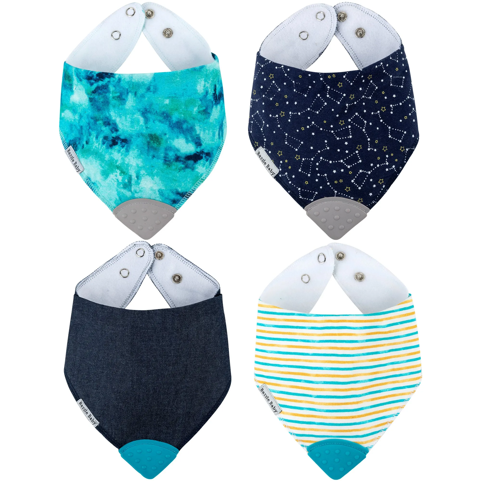 Bazzle Baby BandaBib with Teether 4-Pack: Tie-Dye