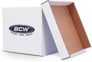 BCW 33 RPM Vinyl Record Storage Box - 2ct | Stackable Organizer for 12" LPs | Holds 65 Records | Double Thick Handles & Bottom | Ideal for Collectors, DJs, & Moving | Corrugated Paper | Archival Safe
