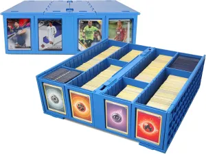 BCW Collectible Card Bin (2-Pack, Blue) | Holds 3200 Cards Each | Includes 4 Dividers Per Bin | Storage for Pokémon, MTG & Sports Cards