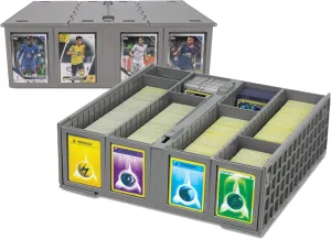 BCW Collectible Card Bin (2-Pack, Gray) | Holds 3200 Cards Each | Includes 4 Dividers | Storage for Pokémon, MTG & Sports Cards