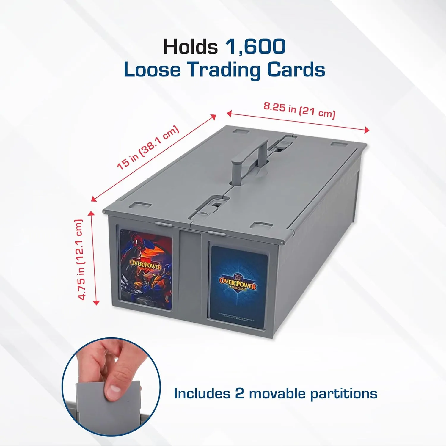 BCW Collectible Card Bin – (2-Pack, Gray) | Holds up to 1600 Cards | Plastic Storage Box for Pokémon, MTG & Sports Cards