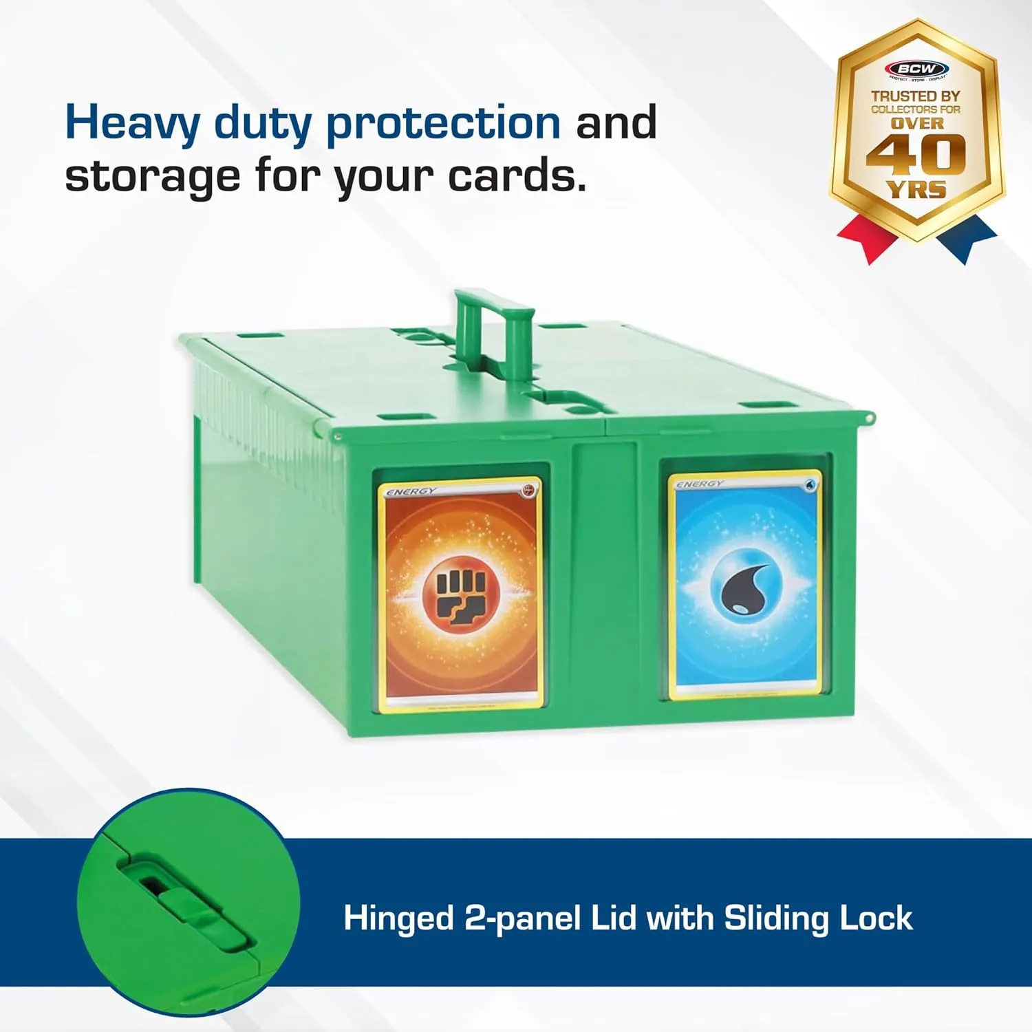 BCW Collectible Card Bin Green | Holds up to 1600 Cards | Plastic Storage Box for Pokémon, MTG & Sports Cards - 2 Pack