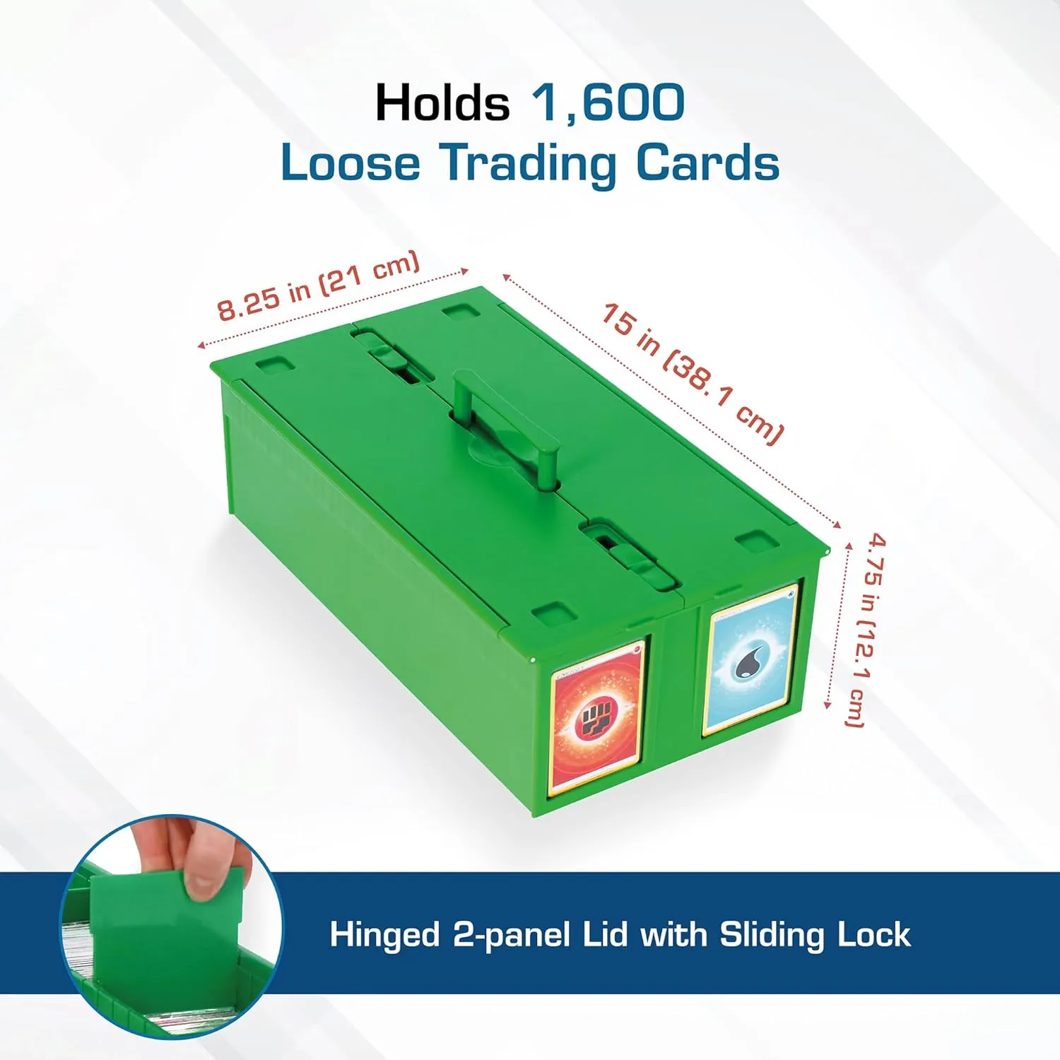 BCW Collectible Card Bin Green | Holds up to 1600 Cards | Plastic Storage Box for Pokémon, MTG & Sports Cards - 2 Pack