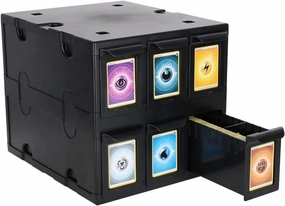 BCW 6 Drawer Card Catalog | Stackable Trading Card Organizer Box | Holds Sports Cards, Gaming Cards, Toploaders & Magnetics | Heavy-Duty Black Plastic Storage with Dividers