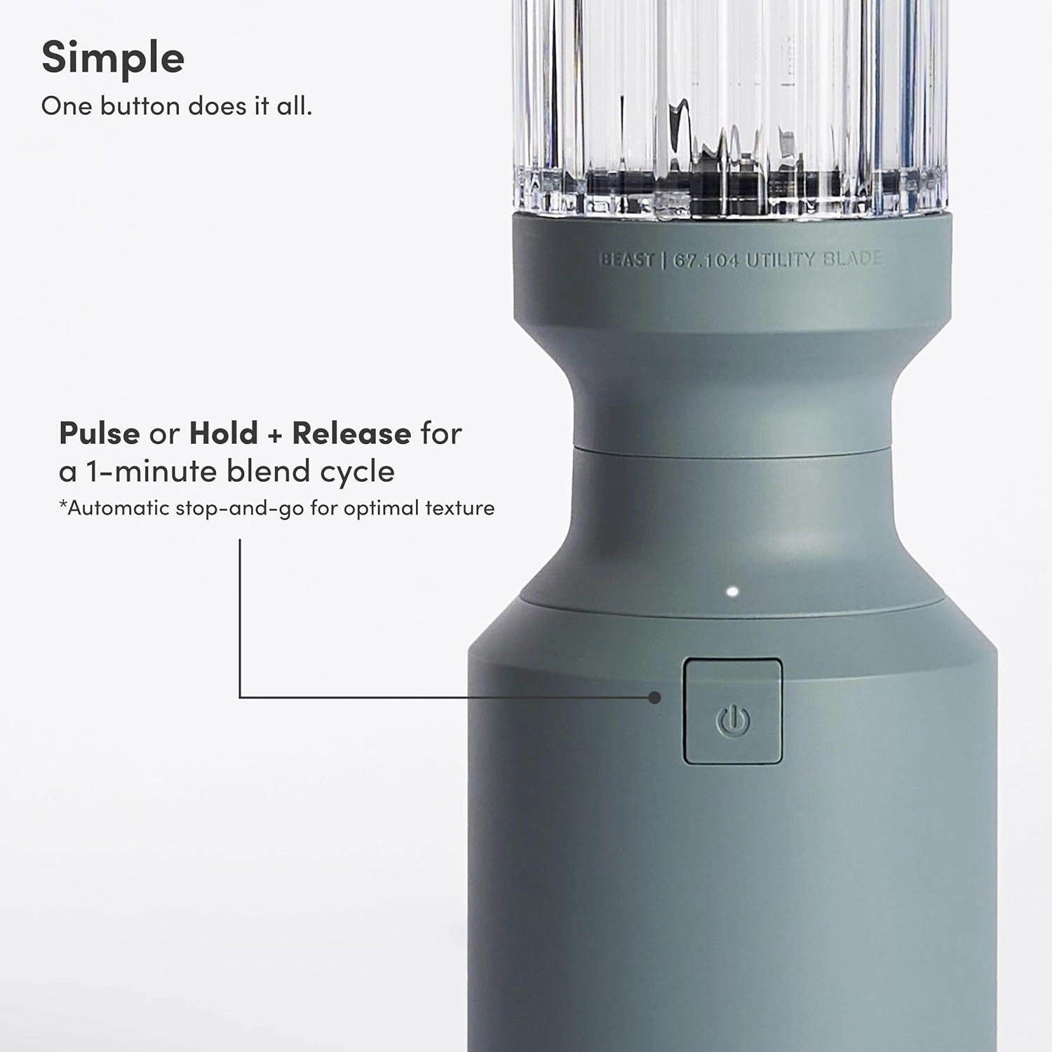 Beast Mighty 850 | Premium Compact Personal Blender | Smoothies, Shakes, Dressings, Sauces, Desserts, Dips | Blends Ice and Frozen Fruit | Includes Extra Lids and Straws | 850W (Mist)