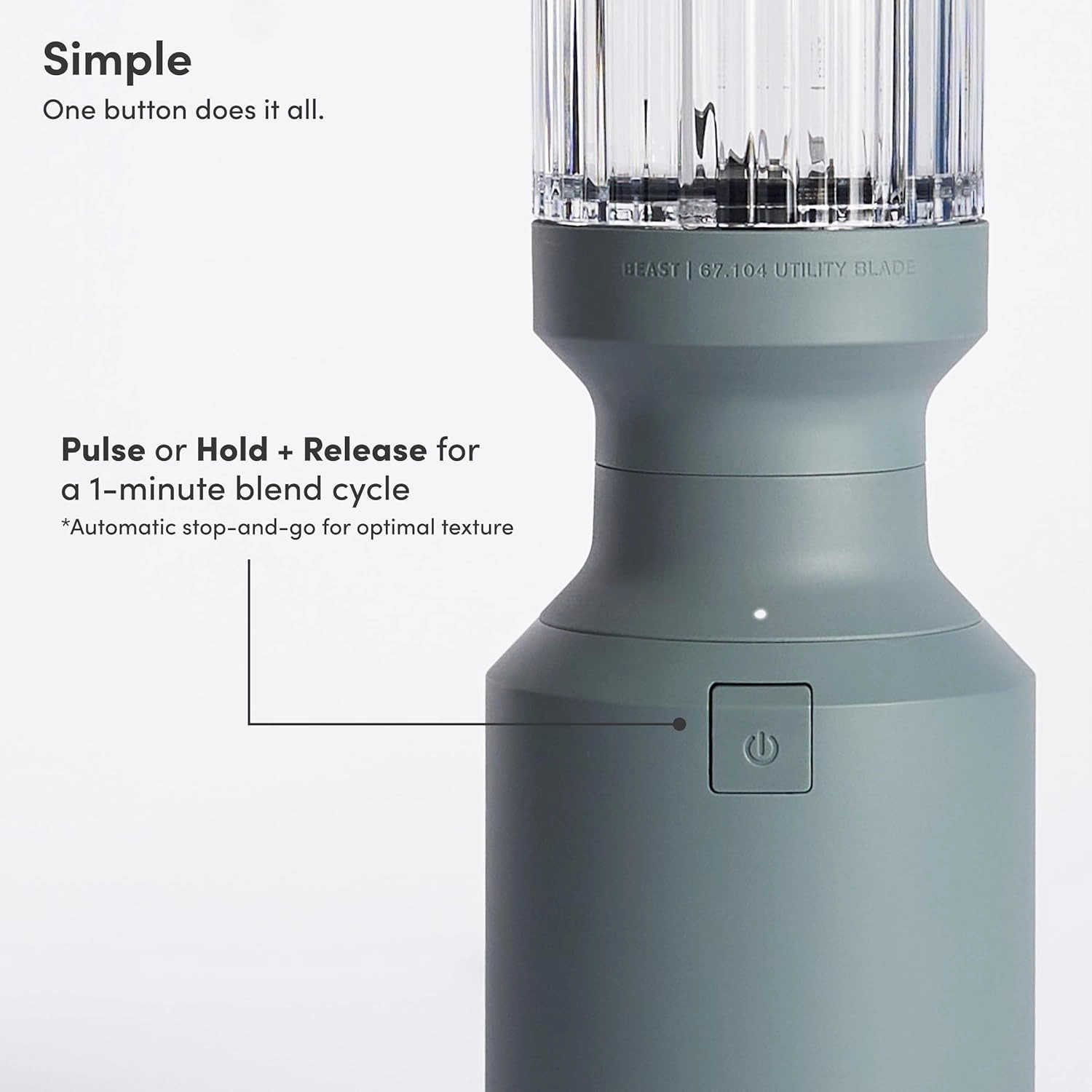 Beast Mighty 850 | Premium Compact Personal Blender | Smoothies, Shakes, Dressings, Sauces, Desserts, Dips | Blends Ice and Frozen Fruit | Includes Extra Lids and Straws | 850W (Mist)