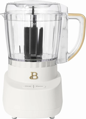 Beautiful 3-Cup Food Chopper, Electric Mini Processor with Glass Bowl, BPA-Free, Stainless Steel Blade, Dishwasher Safe, Compact Touch Control Kitchen Appliance Powerful 250-Watt (White Icing)
