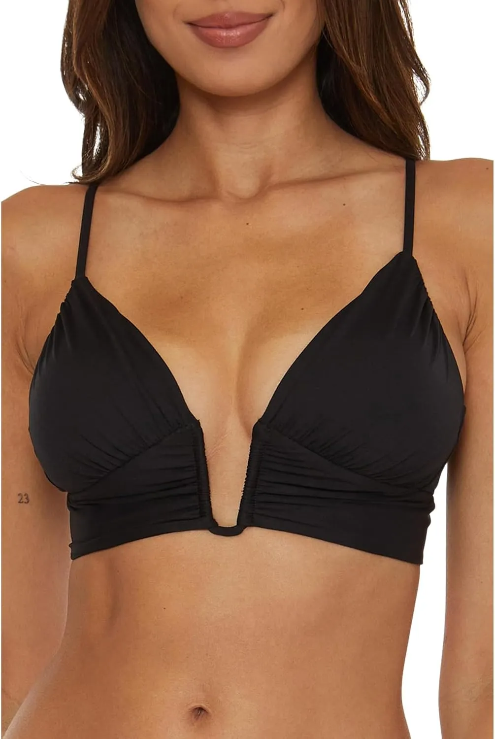 BECCA Women's Standard Color Code Shirred Bikini Top, Adjustable, Tie Back, Swimwear Separates