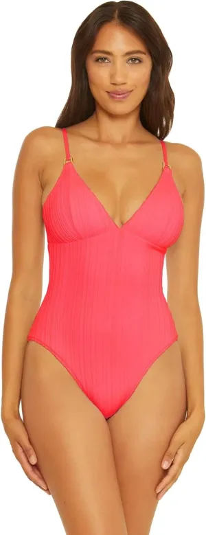 BECCA Women's Standard Moon Ridge One Piece Swimsuit, Plunging V-Neckline, Bathing Suits