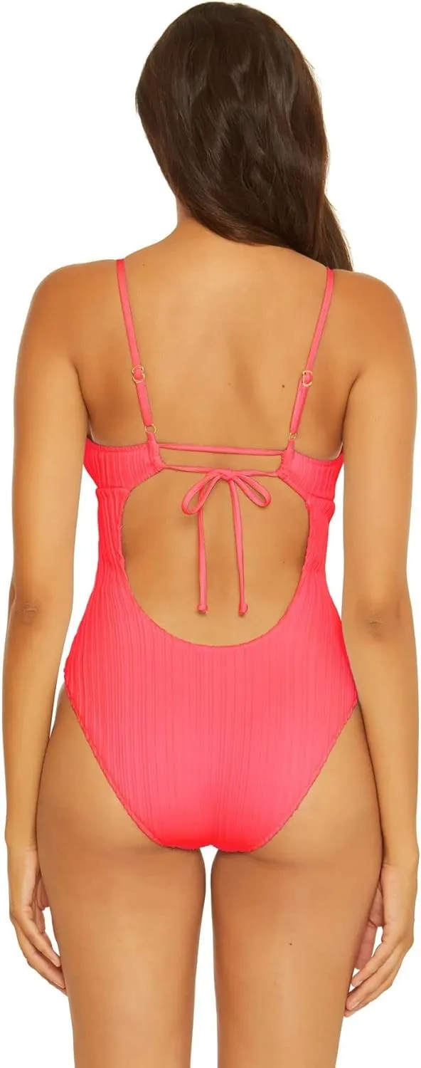 BECCA Women's Standard Moon Ridge One Piece Swimsuit, Plunging V-Neckline, Bathing Suits