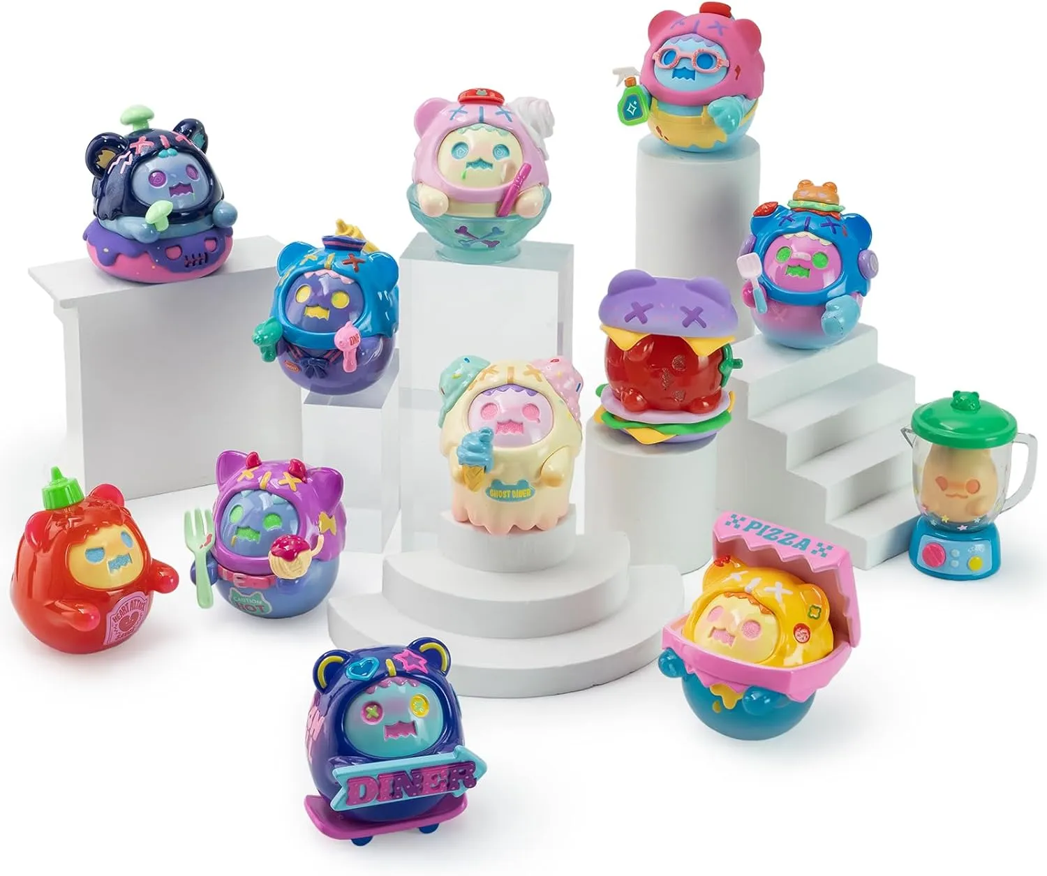 BEEMAI ShinWoo Ghost Diner Series 12PCs (Whole Set of 12 No Repeat) Cute Figures Collectibles Birthday Gift