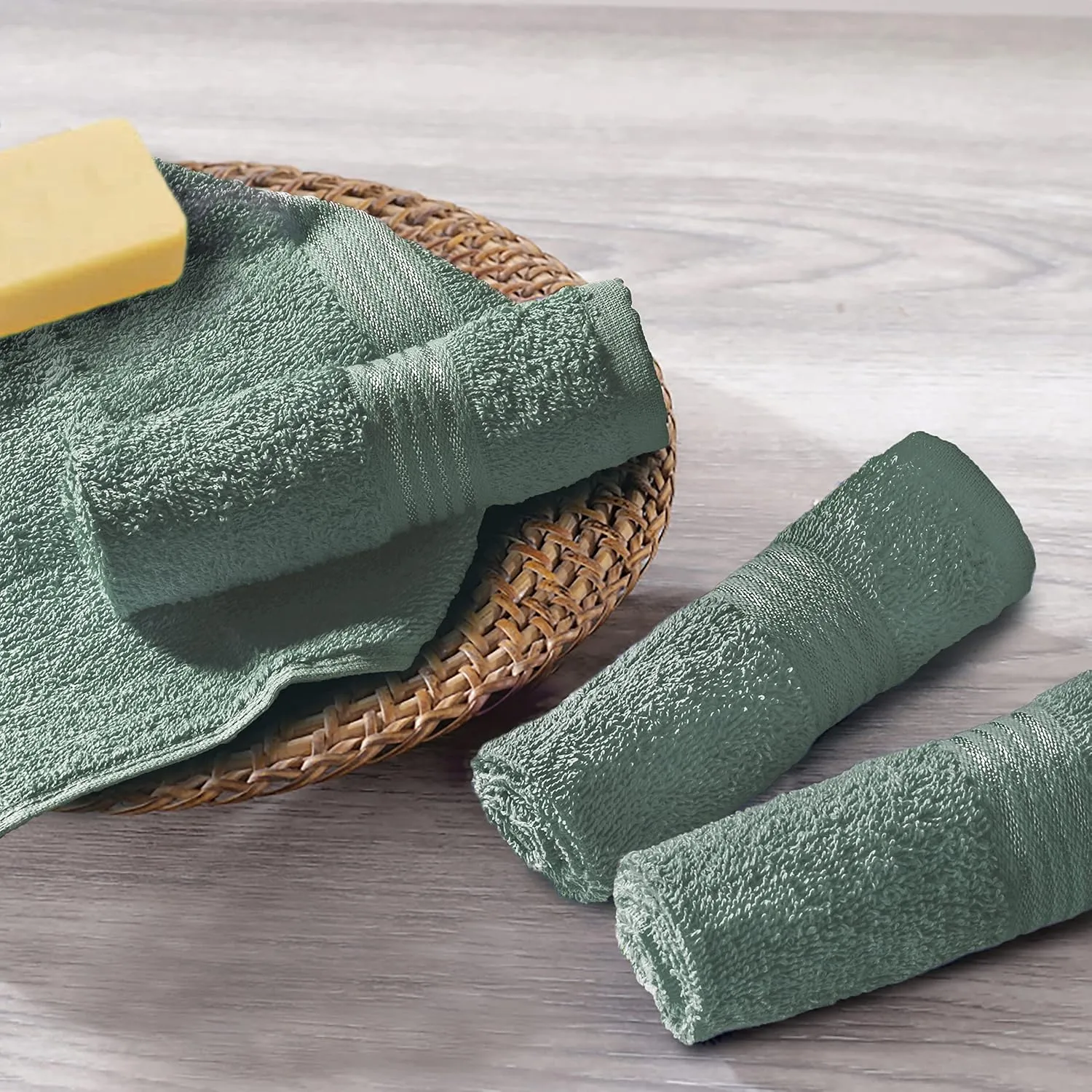 Belizzi Home Ultra Soft Cotton Washcloths, Contains 24 Piece Face Cloths 12x12 inch, Ideal for Everyday use Face Towels, Compact & Lightweight Multi Purpose Washcloths - Jade