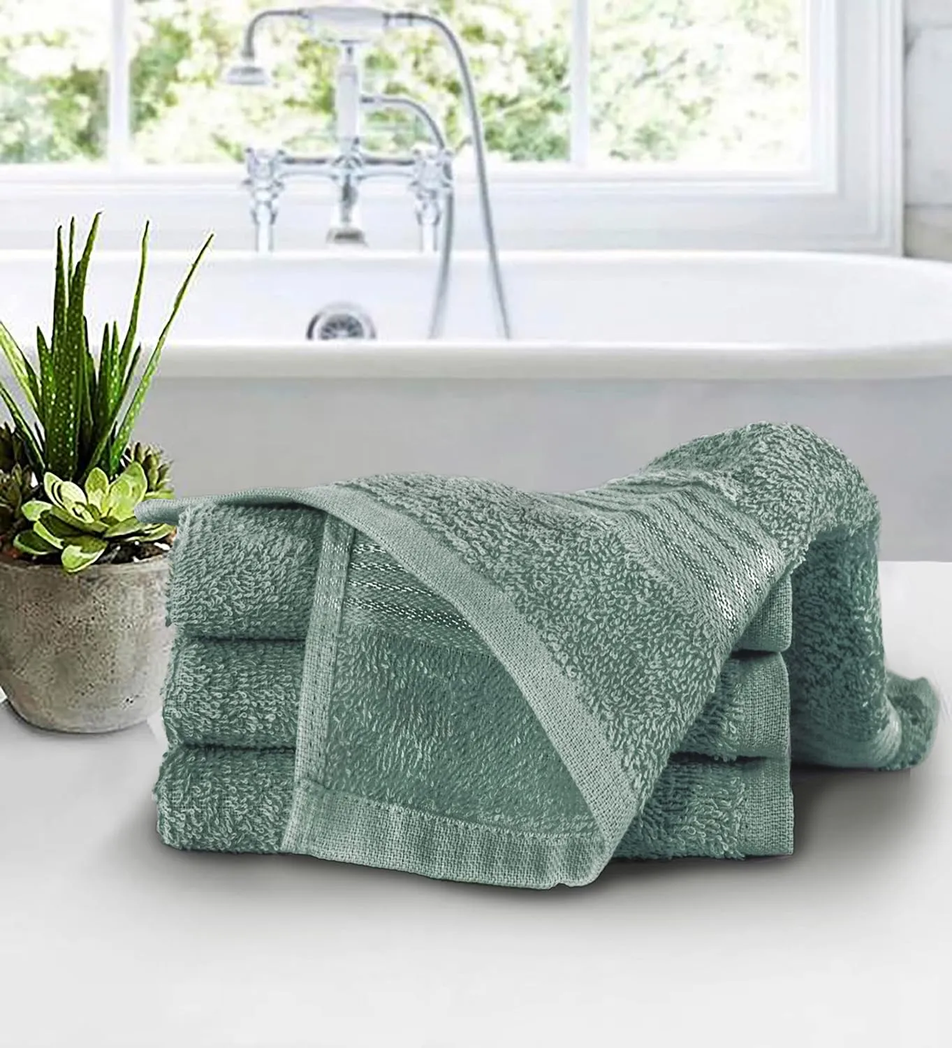 Belizzi Home Ultra Soft Cotton Washcloths, Contains 24 Piece Face Cloths 12x12 inch, Ideal for Everyday use Face Towels, Compact & Lightweight Multi Purpose Washcloths - Jade