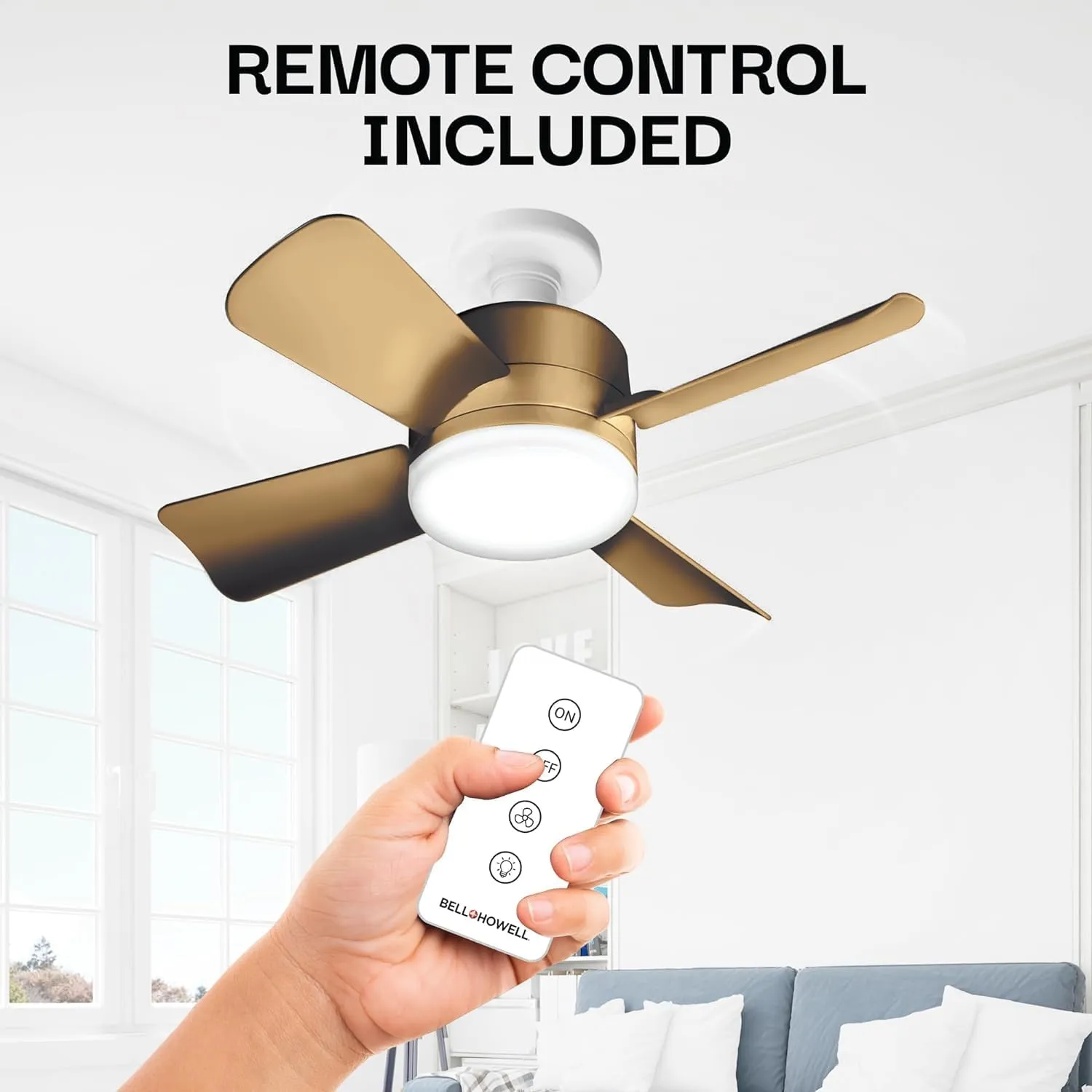 Bell Howell Socket Breeze Cool Light Deluxe Bronze – Ceiling Fans with LED Lights and Remote Control, Replacement for Lightbulb - Bedroom, Kitchen, Living Room,1000 Lumens / 5000 Kelvins