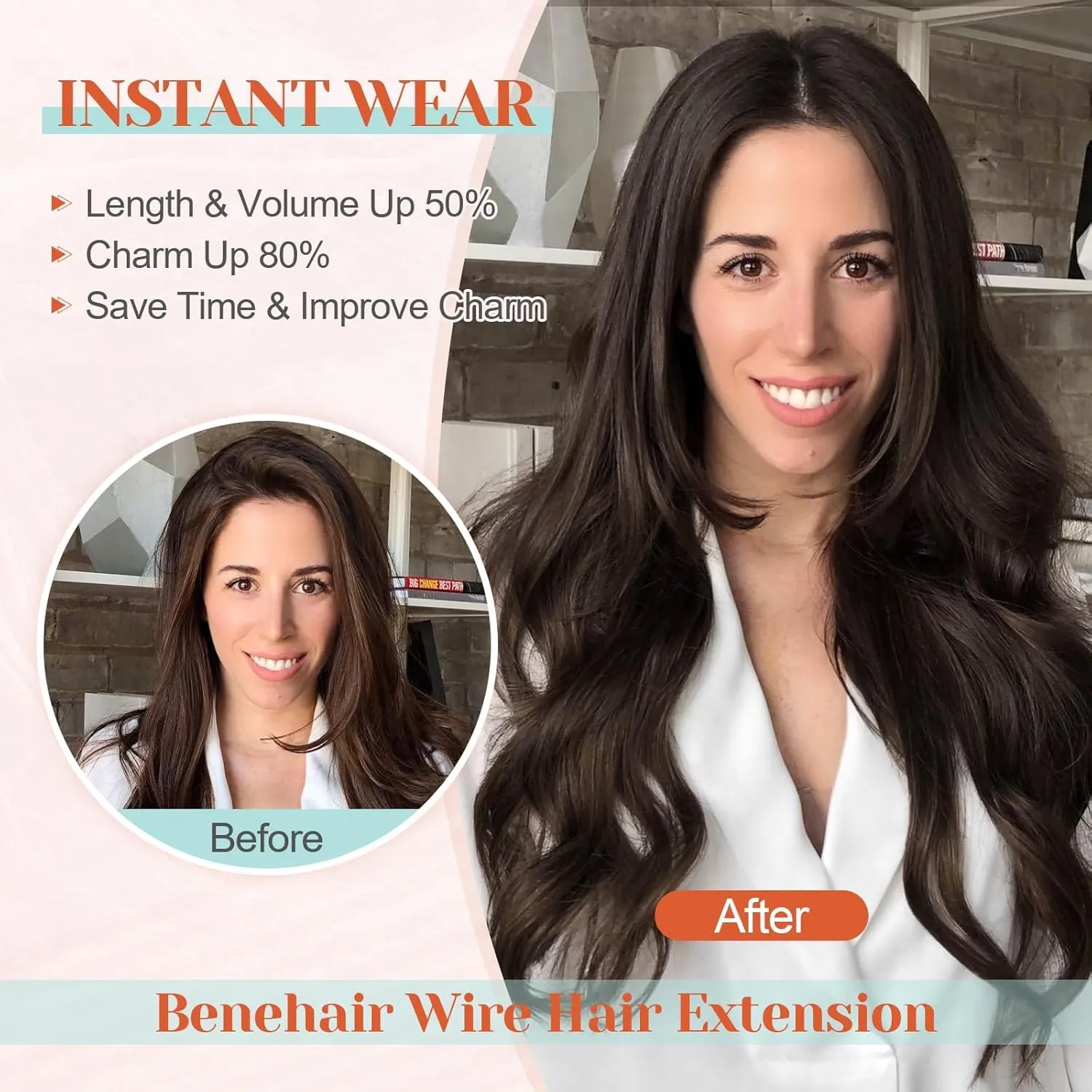 Benehair Halo Blonde Hair Extensions Real Human Hair Halo Extensions for Women 100% Human Hair Invisible Wire Hair Extensions Ash Blonde Highlights Bleach Blonde #18P613 18"