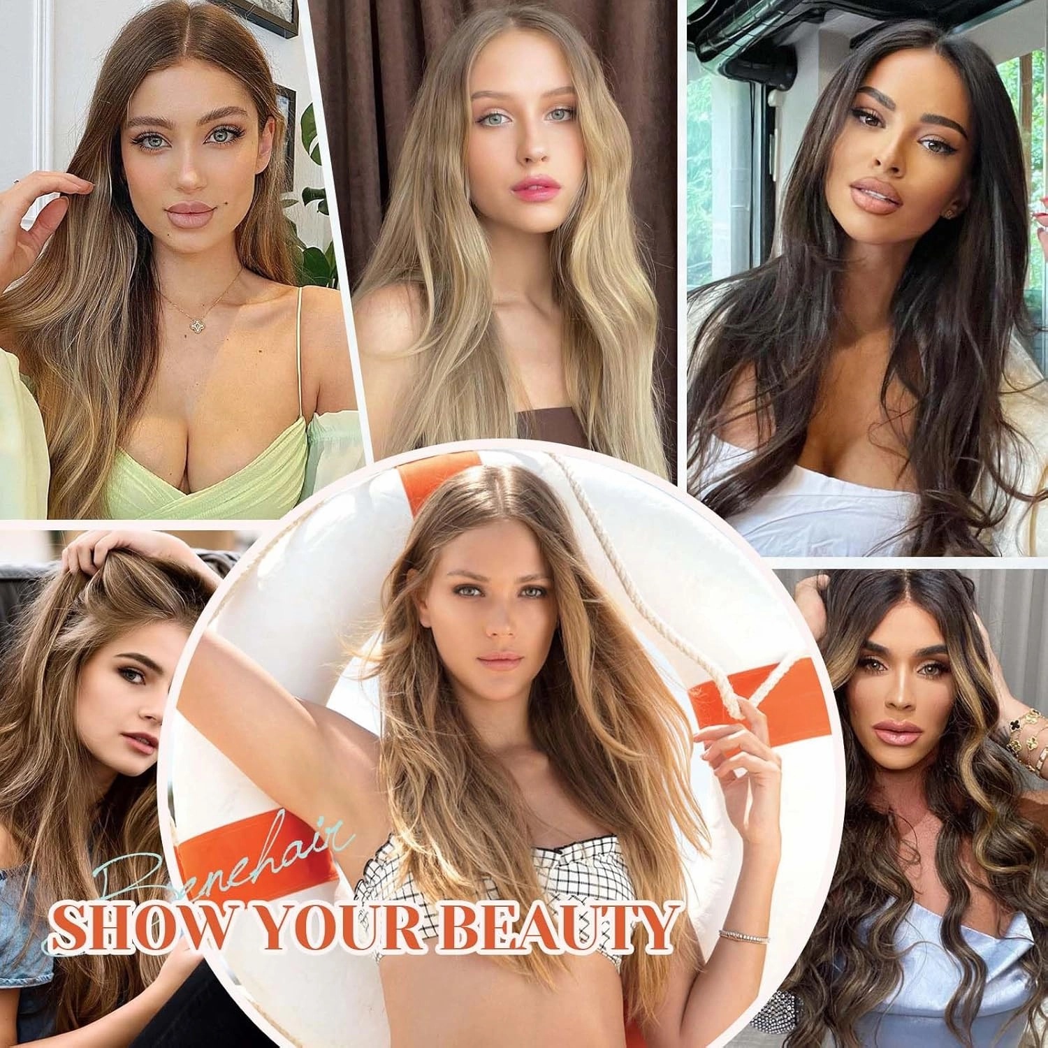 Benehair Miracle Wire Hair Extension for Women Real Human Hair Wavy Hairpieces with Invisible Secret Wire Adjustable Wire Replacement Light Brown Hair Extension 16inch for Thinning Hair #6