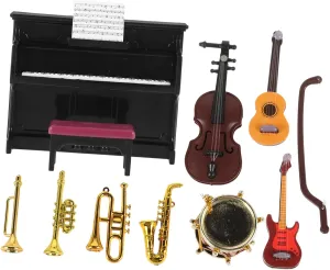BESPORTBLE 4 Sets Mini Guitar Decoration Miniature Dollhouse Musical Accessory Realistic Mini Instrument Model for Dollhouse