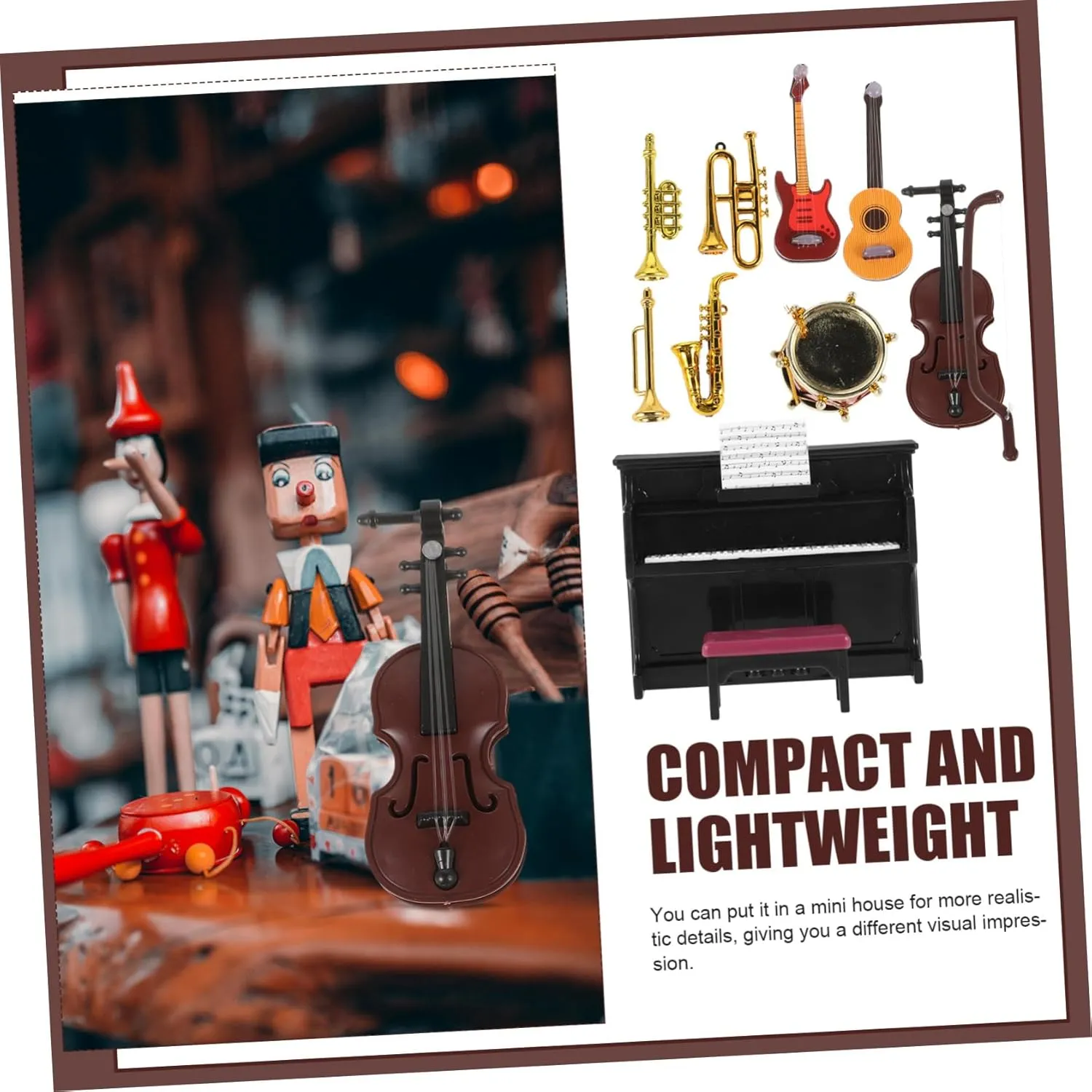 BESPORTBLE 4 Sets Mini Guitar Decoration Miniature Dollhouse Musical Accessory Realistic Mini Instrument Model for Dollhouse