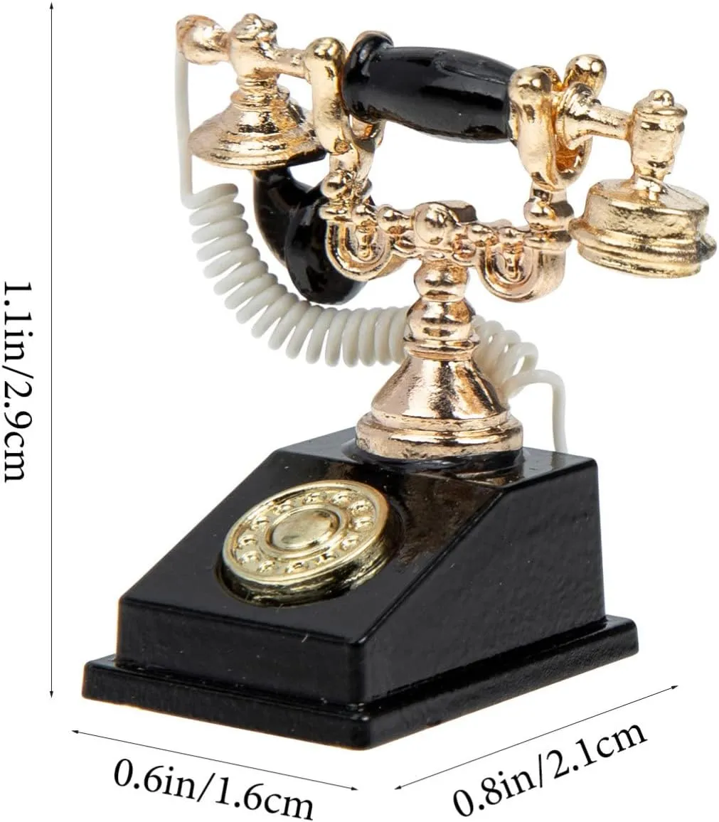 BESPORTBLE 4sets 2pcs Mini Telephone Decor Retro Style Dollhouse Accessories for DIY Miniature Furniture Compact Miniature Telephone Model for Friendly Home Decoration 2pcs*4