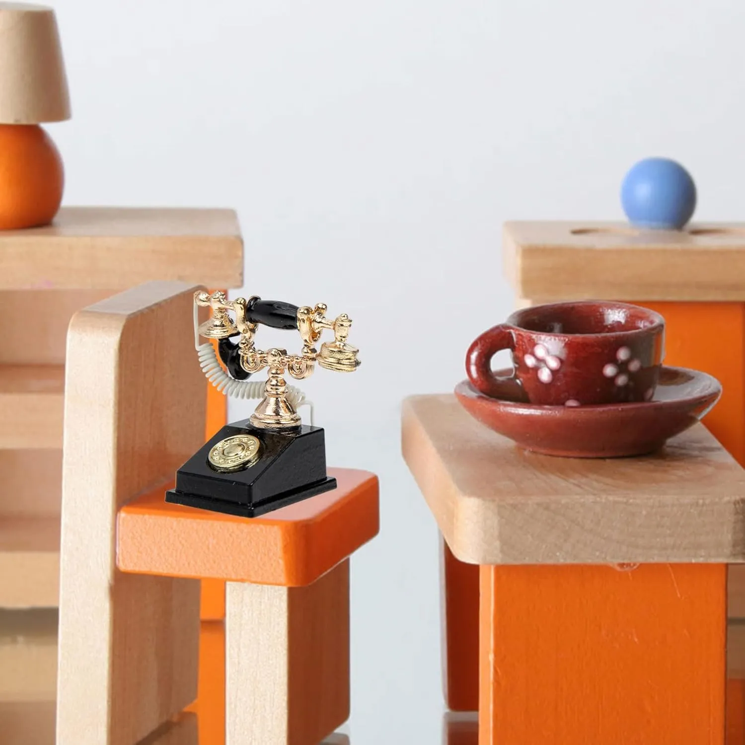 BESPORTBLE 4sets 2pcs Mini Telephone Decor Retro Style Dollhouse Accessories for DIY Miniature Furniture Compact Miniature Telephone Model for Friendly Home Decoration 2pcs*4