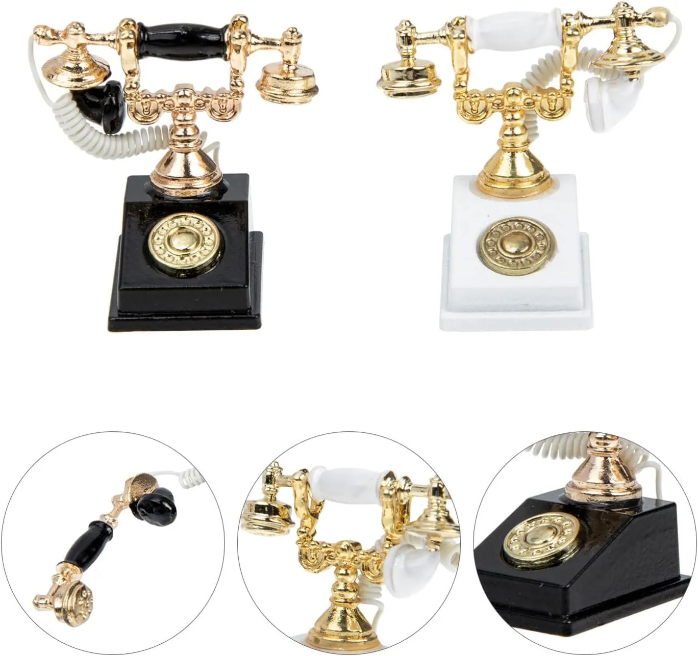 BESPORTBLE 4sets 2pcs Mini Telephone Decor Retro Style Dollhouse Accessories for DIY Miniature Furniture Compact Miniature Telephone Model for Friendly Home Decoration 2pcs*4