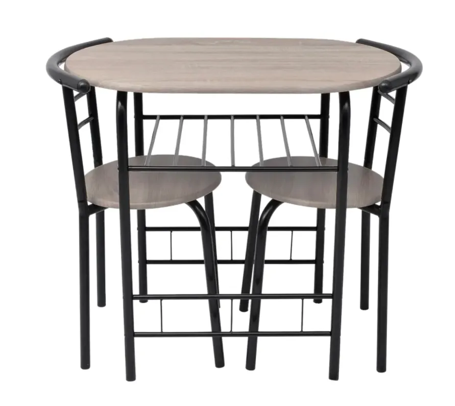 Best Choice Products 3-Piece  breakfast bar set  Table Furniture Set for Kitchen, Bar,, Compact, Space-Saving Design - Black