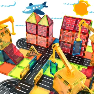 Bestdin Magnetic Tiles for Toddlers 3-4 Magnetic Blocks Preschool Building Learning Toys, for Kids Age 3-8 Outdoor Toddler Activities 88P, X2103