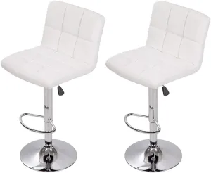 BestOffice Bar Stool Set of 2, Adjustable Swivel Bar Stools, Counter Height BarStools with Back PU Leather Armless Hydraulic Kitchen Counter Bar Stool (Black)