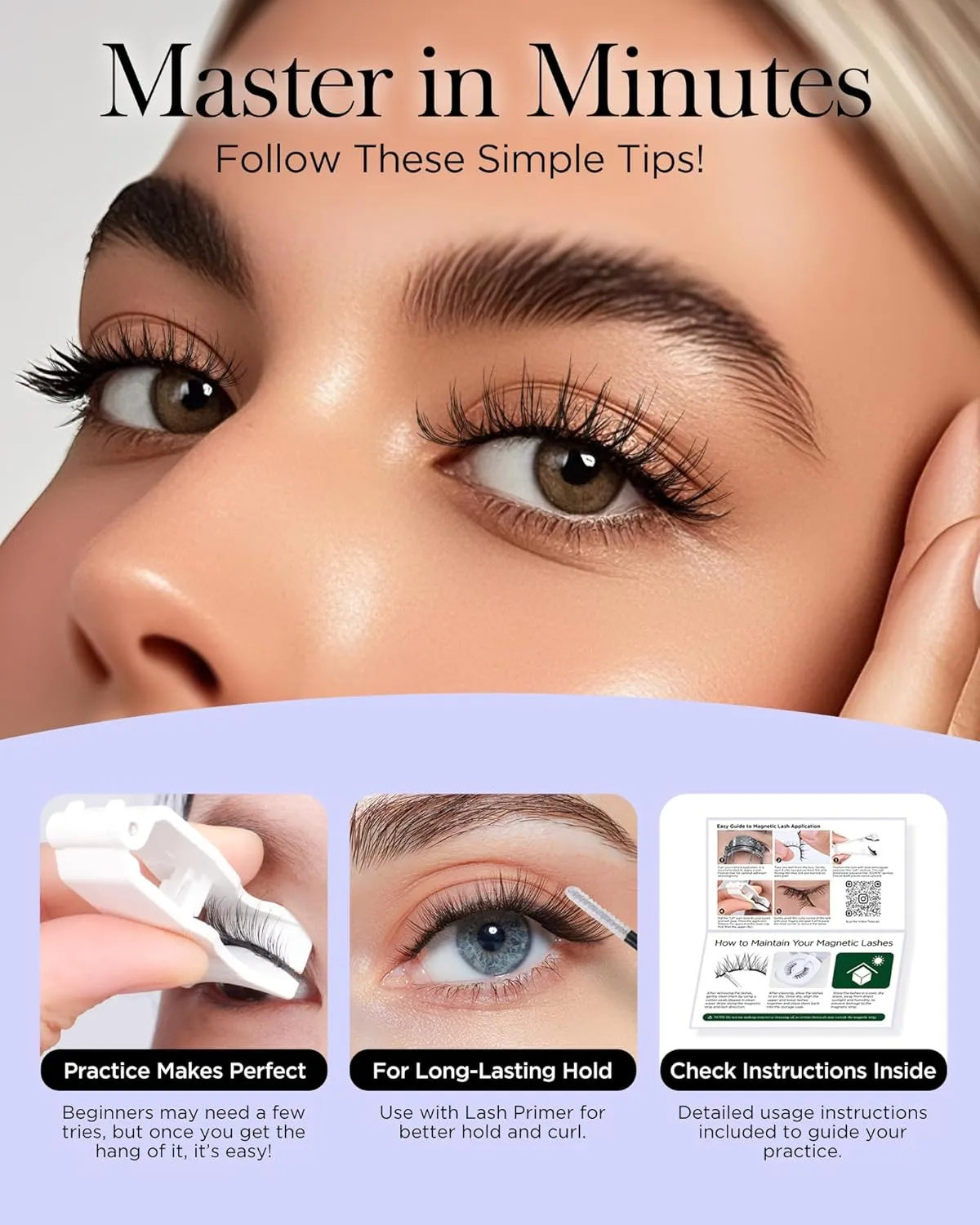 BEYELIAN Magnetic Eyelashes with Applicator Kit, Reusable Natural Look 3D Lashes, Easy Apply Soft Magnetic Lashes for Eye Makeup (Lightweight & Comfortable)
