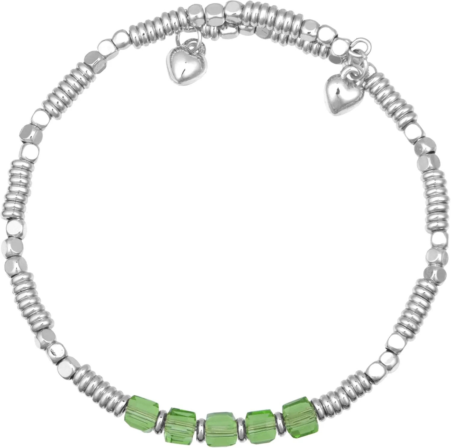 Birthstone Bracelet for Women Dainty Silver Plated Beaded Bracelets Stackable Stretch Gemstone Crystal Beaded Bracelet for Women Girls Birthday Jewelry Gifts