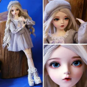 BJD Doll, Original 1/3 SD Dolls 24 Inch 18 Ball Jointed Doll DIY Toys with Full Set Clothes Shoes Wig Makeup, Best Gift for Christmas (Gigi)