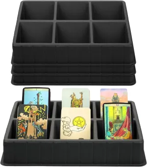 Black Card Sorting Tray - 6 Slot Sports, Game, Playing Card Sorter and Dealer Tray Display Storage Organizer(4 Pack)