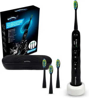Black Electric Toothbrush with Travel Case & 8 Vibrating German Pedex Bristle Brush Heads