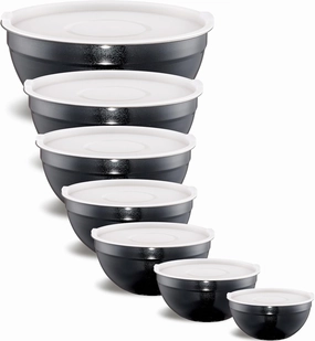 Black Mixing Bowls With Airtight Lids,Stainless Steel Bowl,Salad Bowls 7 Piece Colorful Nesting Bowl Rainbow Kitchen Accessories,Size 7,3.6,2.7,2.1,1.5,1.1,0.8QT Stackable Design