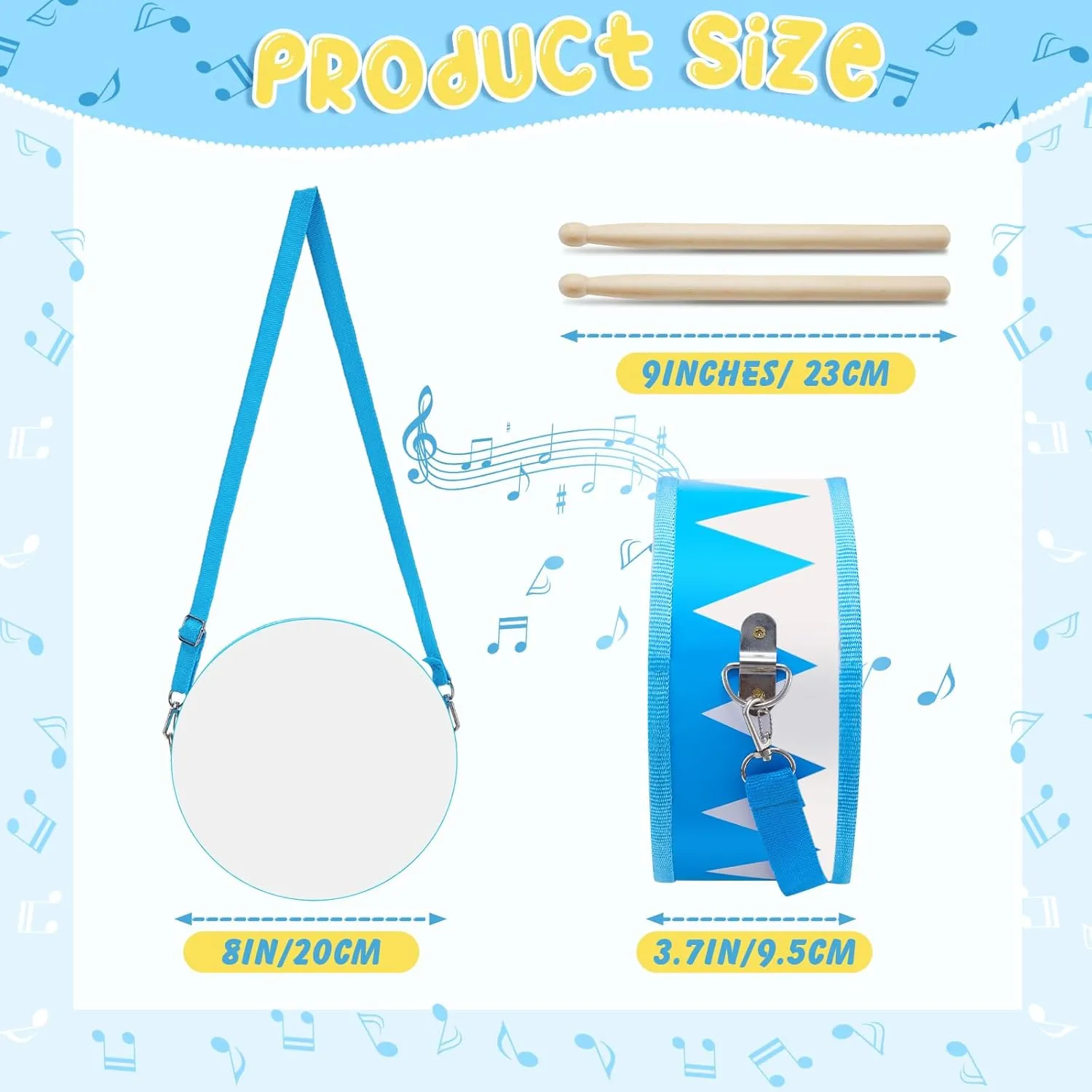 Boao 4 Pcs Drum Set for Kids Toy Drum 8 Inch Wooden Drum with Adjustable Strap and Drumsticks Educational Musical Instrument Toys for Girls Boys Birthday Gift (Flag), BOAO-PERCUSSION-0116