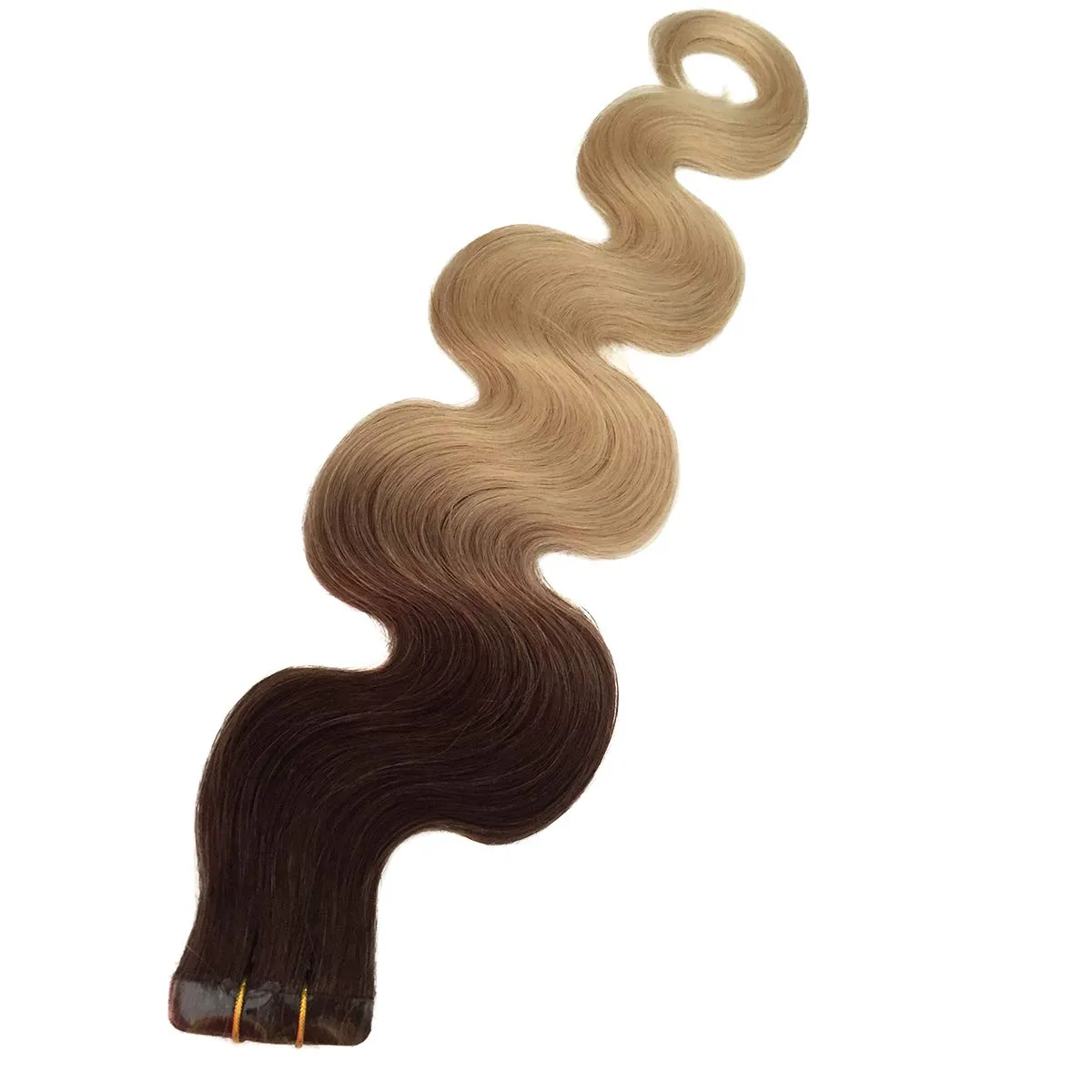Body Wave Tape in Hair Extensions 20inch Ombre Dark Brown to Bleach Blonde #2/613 2 Tone 50gram 20pcs Seamless 100% Remy Human Hair Soft Silky Skin Weft Seamless Tape Hair Extensions