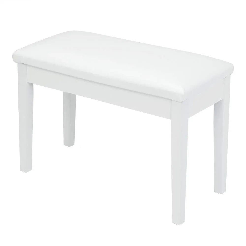 Bonnlo White Duet Piano Bench Wooden Keyboard Bench with Storage and Padded Cushion