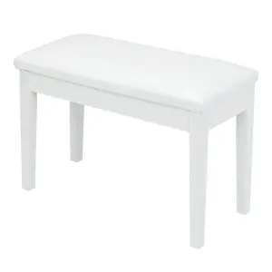 Bonnlo White Duet Piano Bench Wooden Keyboard Bench with Storage and Padded Cushion
