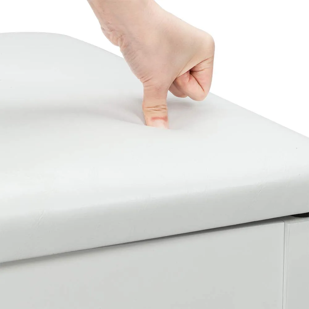 Bonnlo White Duet Piano Bench Wooden Keyboard Bench with Storage and Padded Cushion