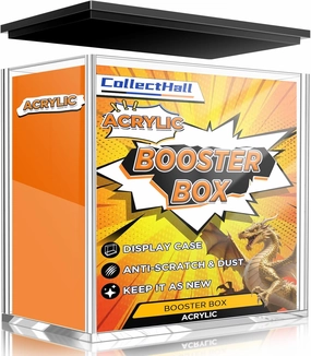 Booster Box Acrylic Case - UV Protection Display for PKMN Booster Sealed Boxes, Thick 0.2" Clear Storage Case with Anti-Scratch Coating, Gift for TCG Collectors (Black Base)