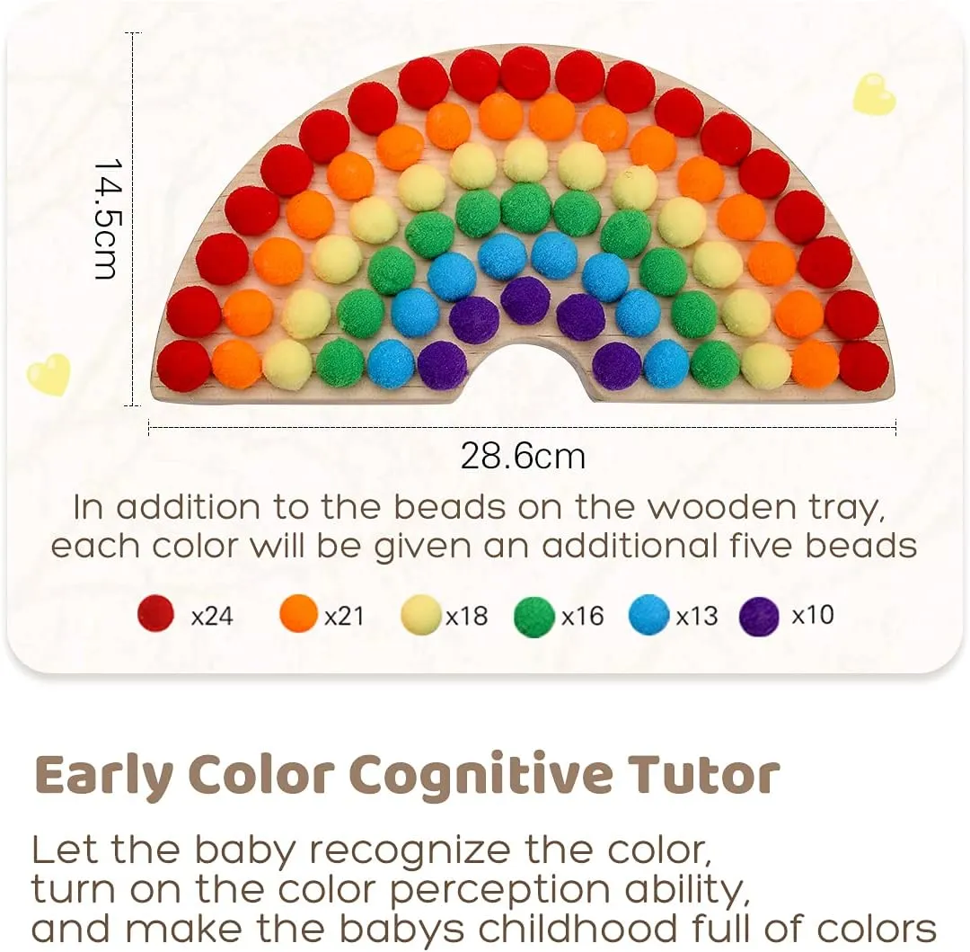 bopoobo Wooden Peg Board Rainbow Clip Bead Puzzle Montessori Sorting Toys Counting Matching Game Early Education Board Game Fine Motor Skill Montessori Toys for Toddlers