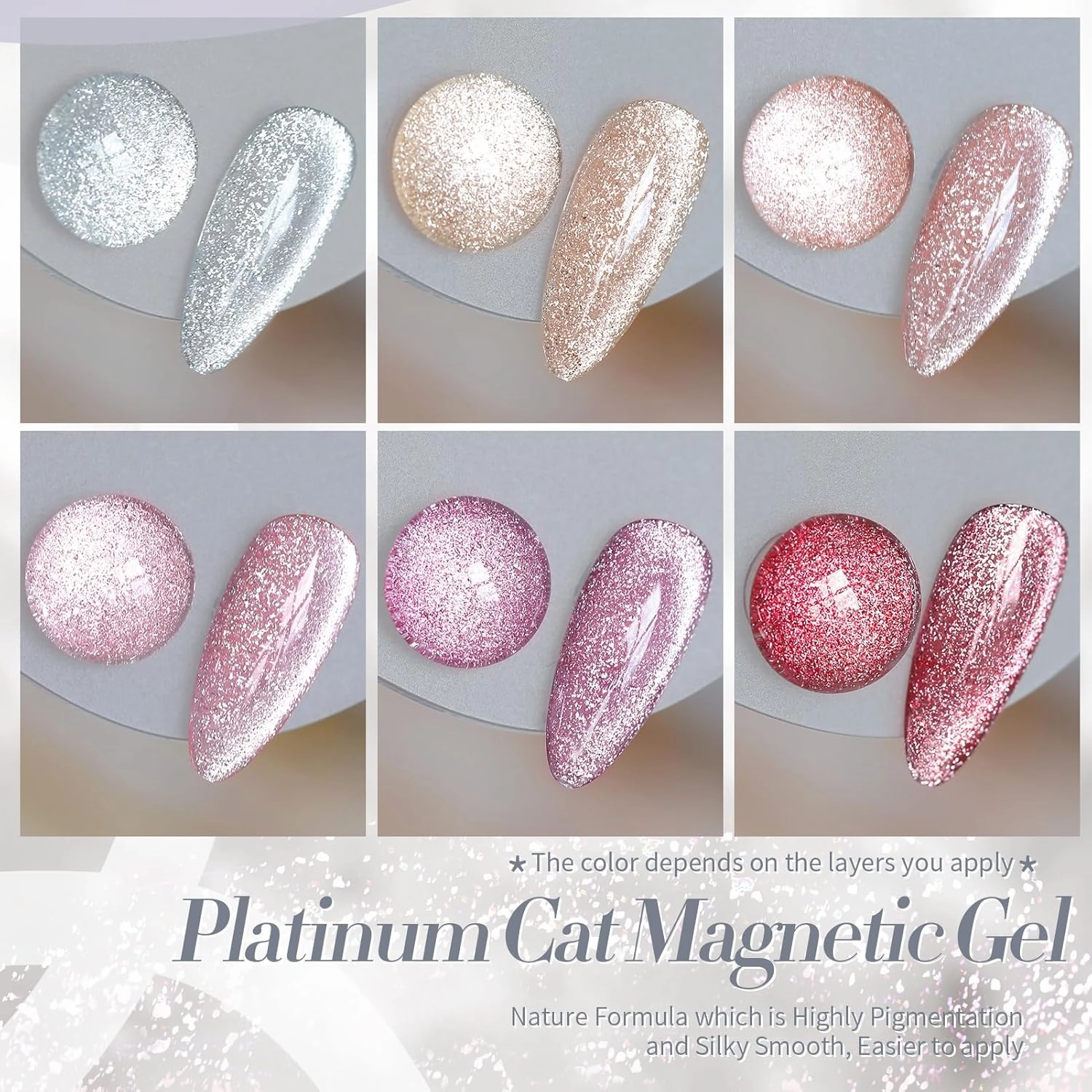 Born Pretty Magnetic Gel Polish Platinum Glitter Cat Magnetic Gel Nail Polish Silver Rose Gold Pink Red Purple Nail Salon DIY at Home