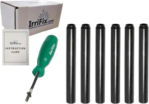Box Set - Rain Bird Popup Riser Extensions 1800EXT | RainBird Universal Sprinkler Extenders 1800-EXT | Set of 6 with Instruction Card & RotorTool Screwdriver