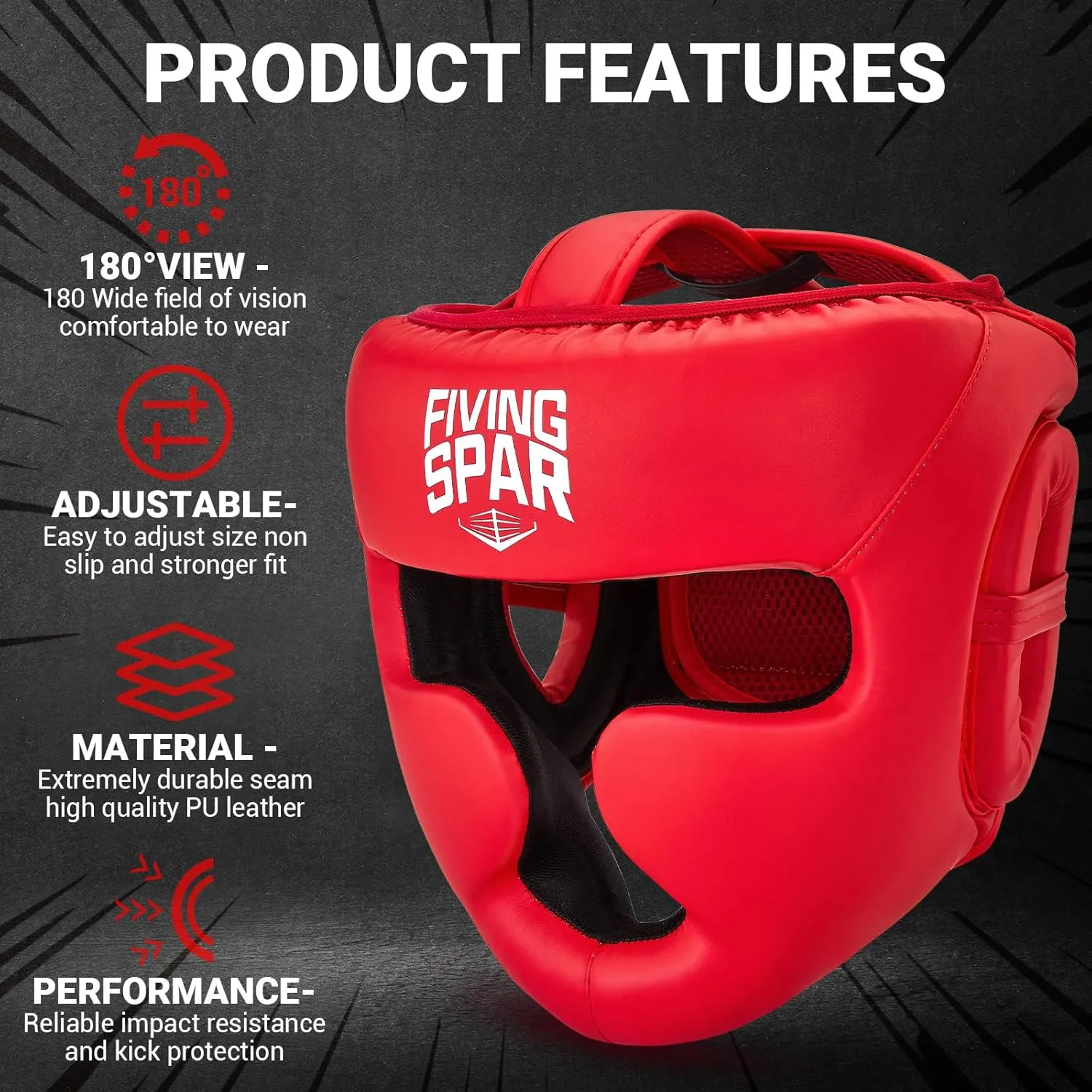 Boxing Headgear for MMA, Head Guard for Muay Thai, Boxing,Wrestling & Sparring - Professional Training Equipment for Adult Men & Women
