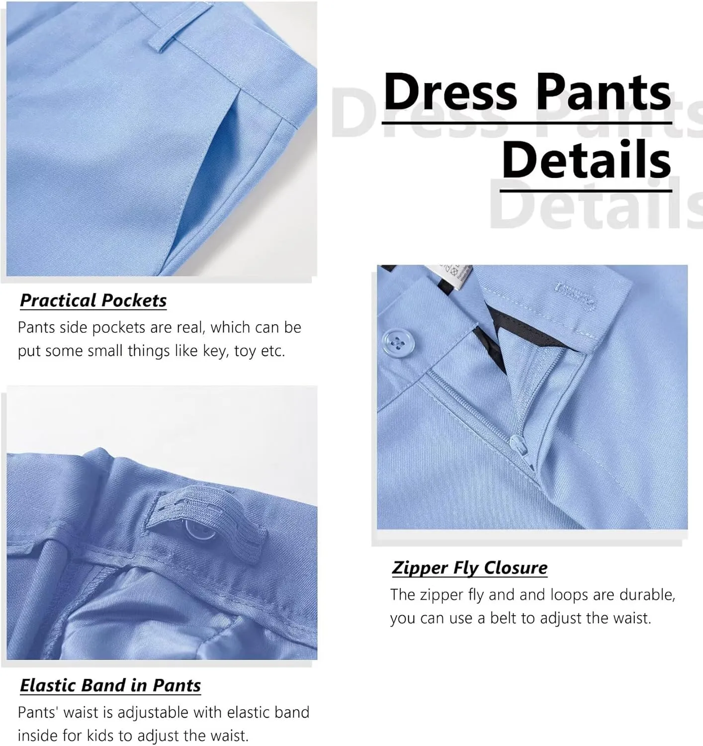 Boys Suit Formal Dress Pants Vest Suit Set for Boys Wedding Outfits with Dress Shirt Tie and Pocket Square