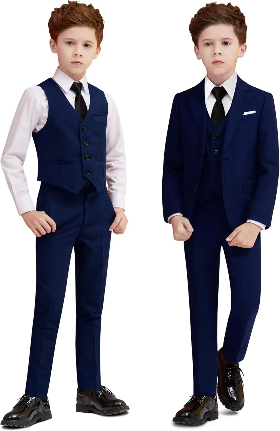 Boys Suit Set with Suspenders, Suit with 3 Versions-Regular, Slim and Husky